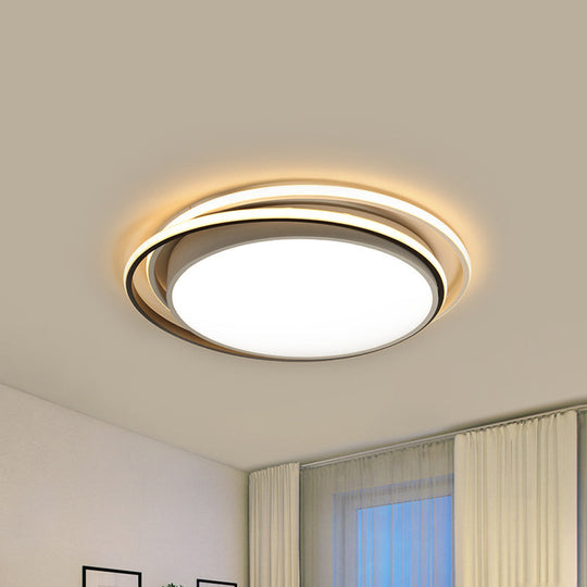 15’/19’ W Led Flush Ring Light - Simple Style Metal Ceiling Lighting In Black/White