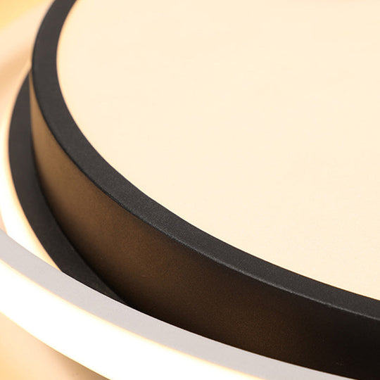 15’/19’ W Led Flush Ring Light - Simple Style Metal Ceiling Lighting In Black/White