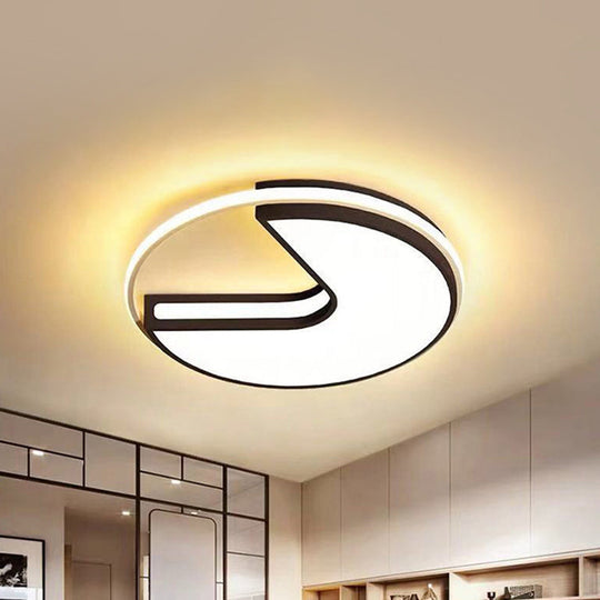 Modern Led Flush Light In Black & White - Big Mouth Design 16’/19.5’ Width Warm Options