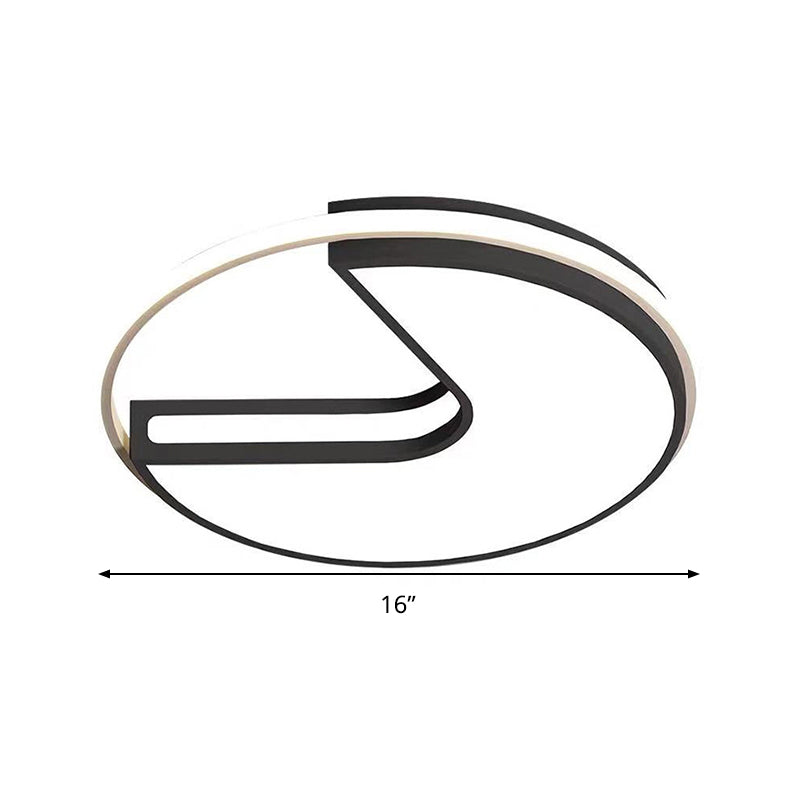 Modern Led Flush Light In Black & White - Big Mouth Design 16’/19.5’ Width Warm Options