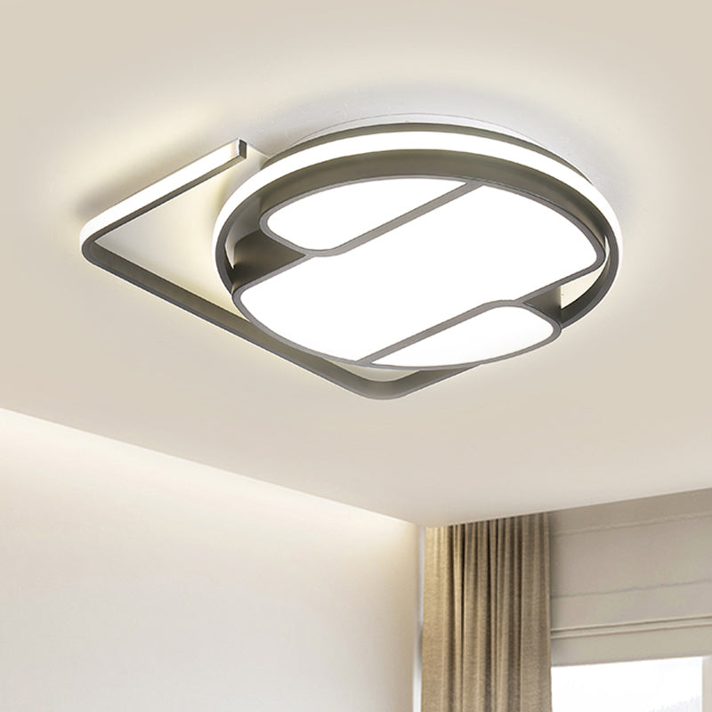 Geometric Led Ceiling Light In Modern Black And White Design - Sizes 16’/19.5’ 3 Color Options