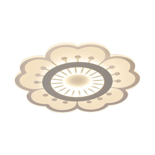 Contemporary Acrylic Led Flush Mount Ceiling Fixture - Flower Design 16.5/20.5 Wide White
