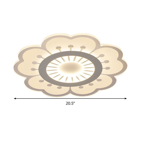 Contemporary Acrylic Led Flush Mount Ceiling Fixture - Flower Design 16.5’/20.5’ Wide White