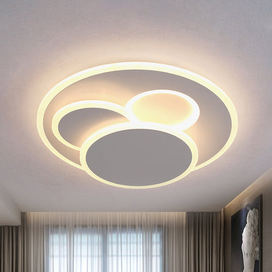 Modern Round Led Ceiling Lamp In Warm/White Light - Acrylic Flush Mount