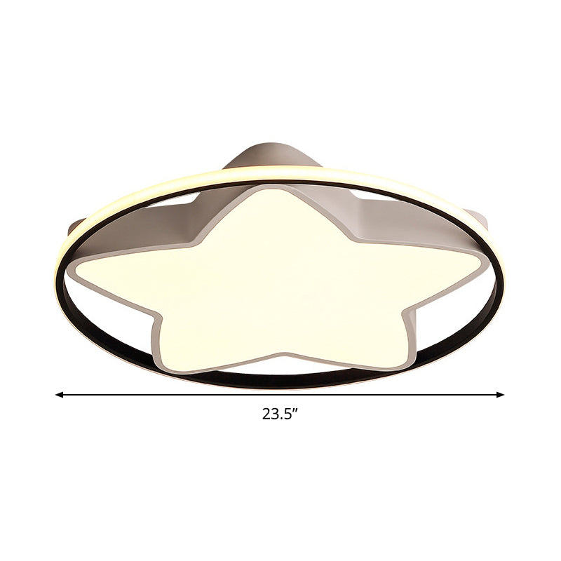 Contemporary Metal Five-Pointed Star Ceiling Light In Black & White - 19.5/23.5 Wide Led Flush Mount