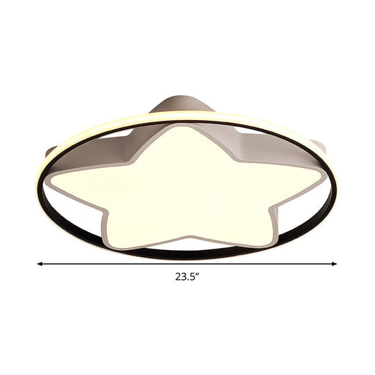 Contemporary Metal Five-Pointed Star Ceiling Light In Black & White - 19.5/23.5 Wide Led Flush Mount