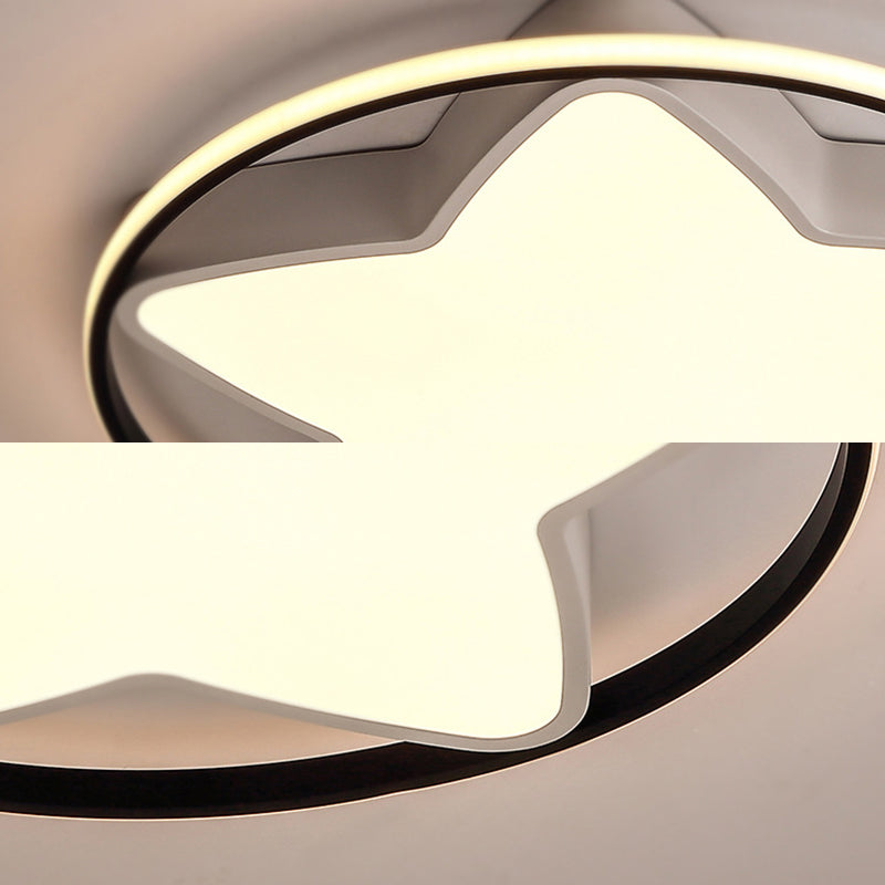 Contemporary Metal Five-Pointed Star Ceiling Light In Black & White - 19.5/23.5 Wide Led Flush Mount
