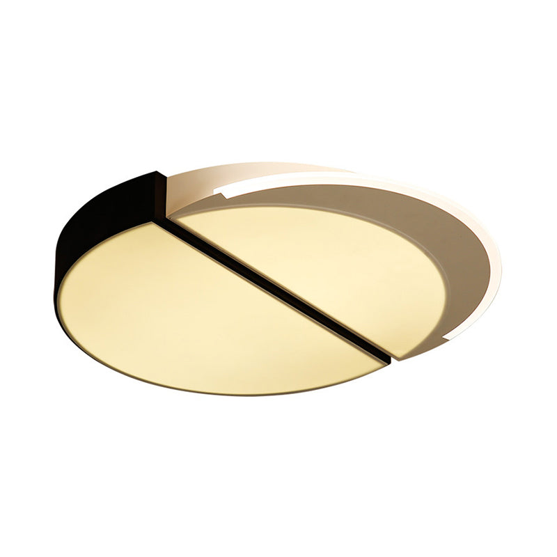 Modern Metal Led Flush Mount Ceiling Light In Black - White 16’/19.5’ Wide