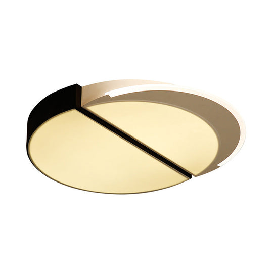 Modern Metal Led Flush Mount Ceiling Light In Black - White 16’/19.5’ Wide