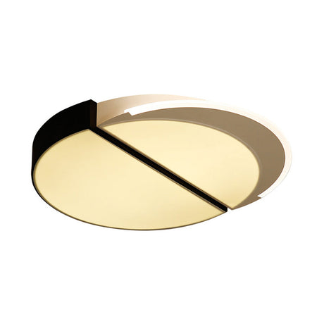Modern Metal Led Flush Mount Ceiling Light In Black-White 16/19.5 Wide