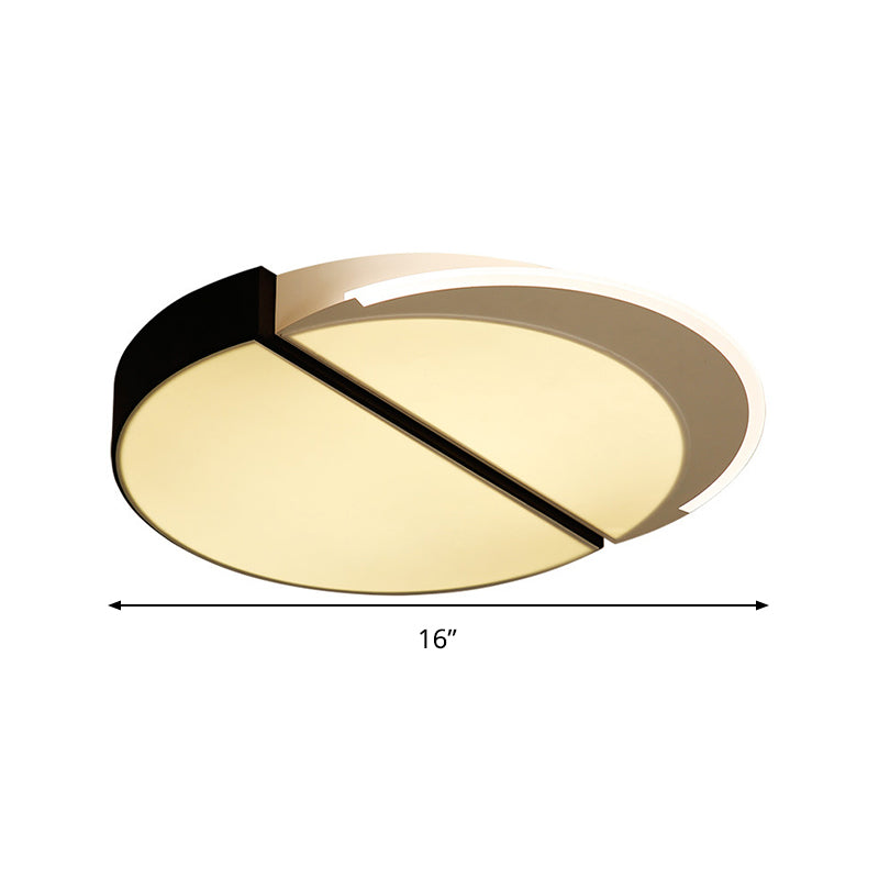 Modern Metal Led Flush Mount Ceiling Light In Black - White 16’/19.5’ Wide