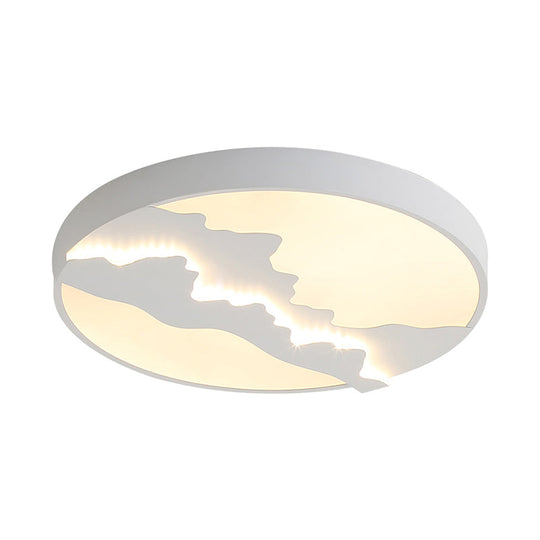 Mountain View Flush Mount Light: Modern Gray/White Metal 16’/19.5’ Led Ceiling Fixture With