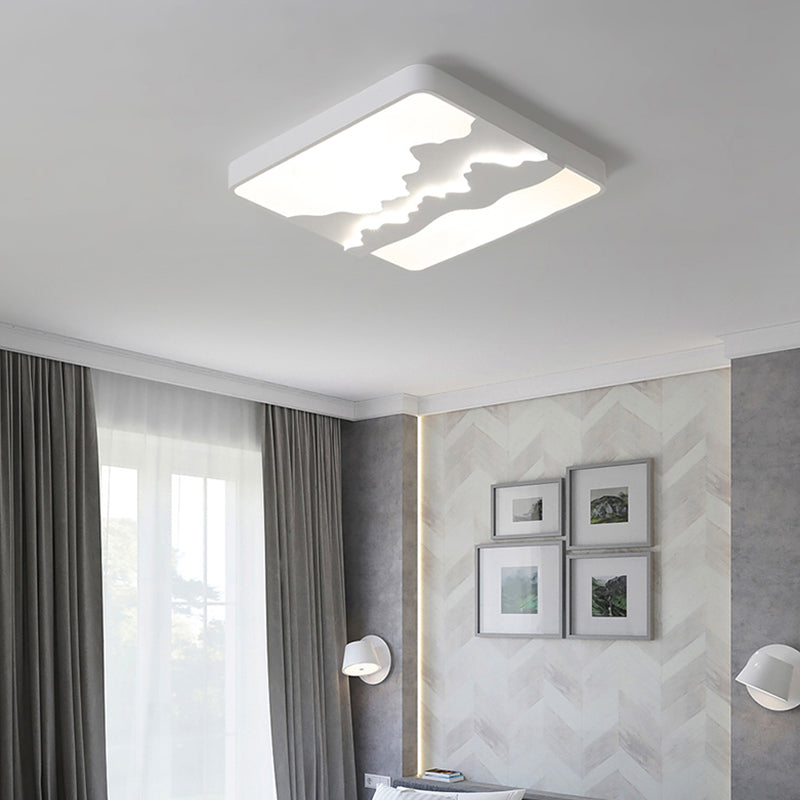 Modern Gray/White Metal Led Flush Mount Ceiling Lamp - 16/19.5 Wide Warm/White Light White / 16
