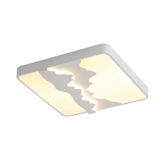 Modern Gray/White Metal Led Flush Mount Ceiling Lamp - 16/19.5 Wide Warm/White Light