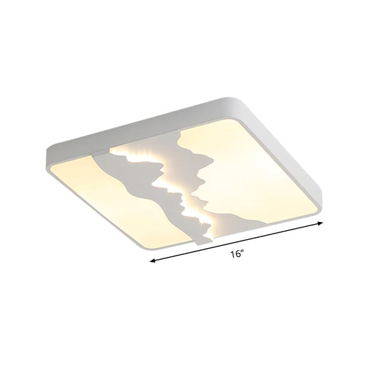 Modern Gray/White Metal Led Flush Mount Ceiling Lamp - 16/19.5 Wide Warm/White Light