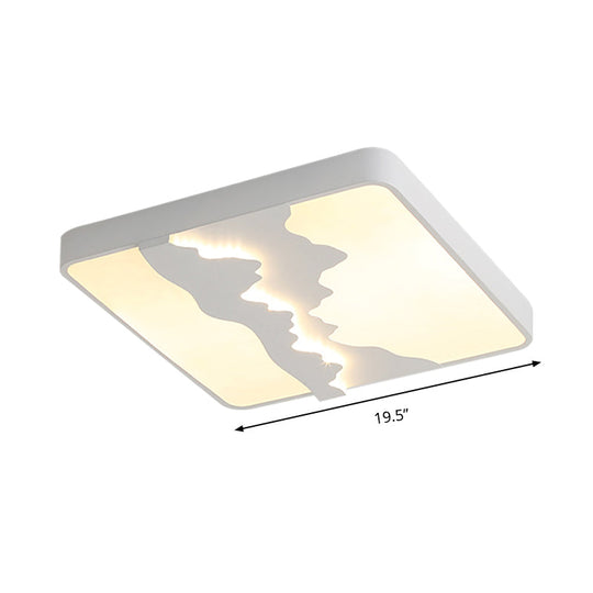 Modern Gray/White Metal Led Flush Mount Ceiling Lamp - 16/19.5 Wide Warm/White Light