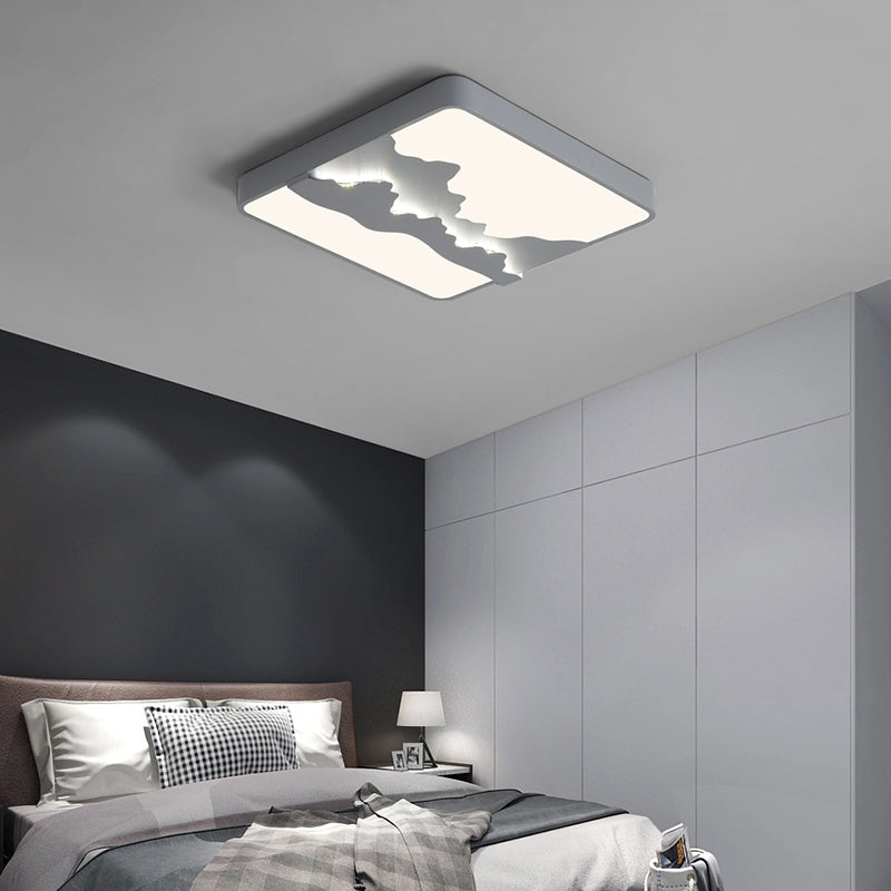 Modern Gray/White Metal Led Flush Mount Ceiling Lamp - 16/19.5 Wide Warm/White Light Grey / 16 White