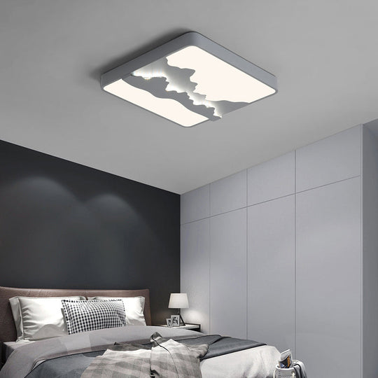 Modern Gray/White Metal Led Flush Mount Ceiling Lamp - 16/19.5 Wide Warm/White Light Grey / 16 White