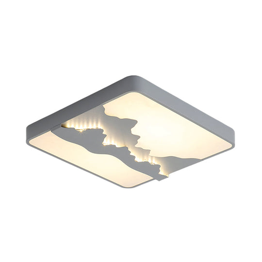 Modern Gray/White Metal Led Flush Mount Ceiling Lamp - 16’/19.5’ Wide Warm/White Light