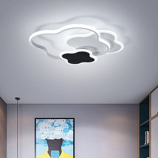 Sleek Geometric Acrylic Ceiling Light - Black & White Led Flush Mount In Warm/White 18/21.5 Wide