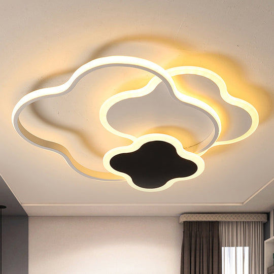 Sleek Geometric Acrylic Ceiling Light - Black & White Led Flush Mount In Warm/White 18/21.5 Wide