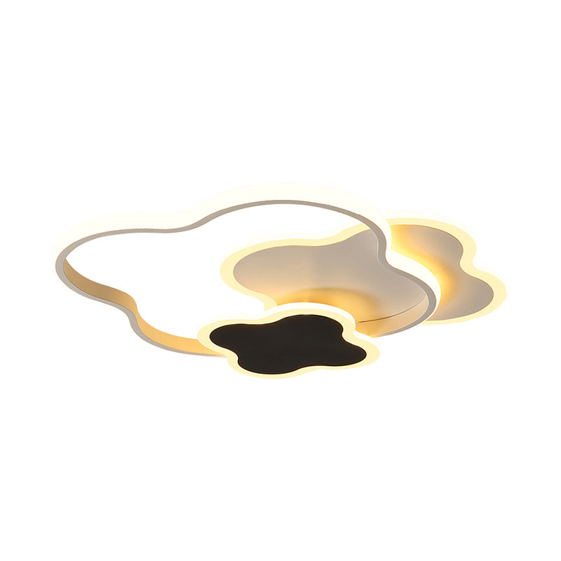 Sleek Geometric Acrylic Ceiling Light - Black & White Led Flush Mount In Warm/White 18/21.5 Wide