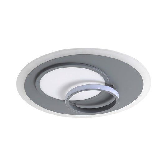 Contemporary Acrylic Round Flush Mount Lamp - Gray 16’/19.5’ Wide Led Ceiling Fixture With