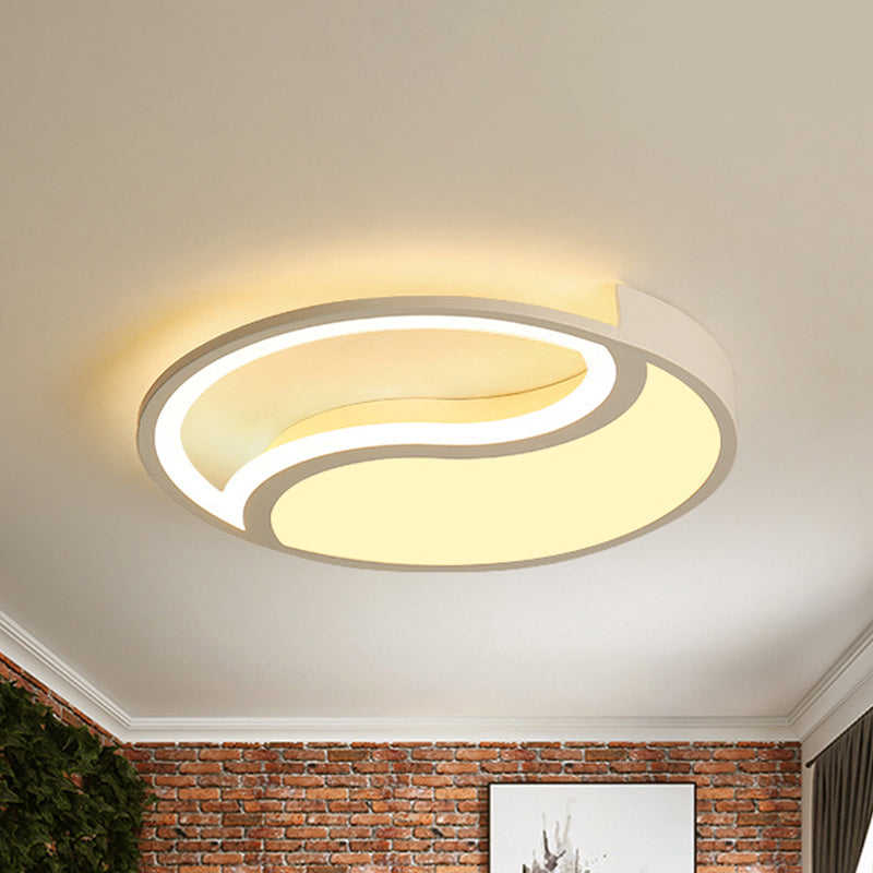 Minimalist Circle Led Ceiling Light - White Acrylic Warm/White/3 Color Options 16’/19.5’ Wide
