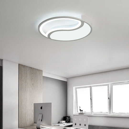 Minimalist Circle Led Ceiling Light - White Acrylic Warm/White/3 Color Options 16’/19.5’ Wide / 16’
