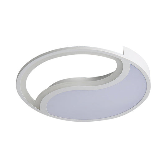 Minimalist Circle Led Ceiling Light - White Acrylic Warm/White/3 Color Options 16’/19.5’ Wide