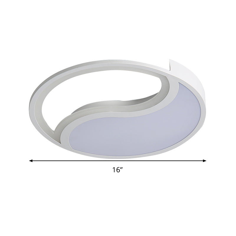 Minimalist Circle Led Ceiling Light - White Acrylic Warm/White/3 Color Options 16’/19.5’ Wide