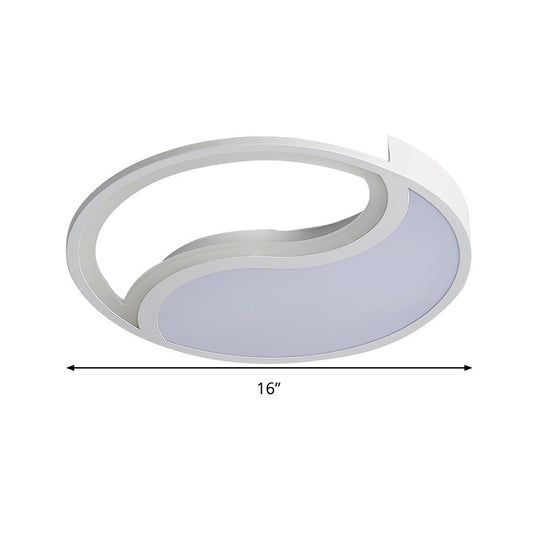 Minimalist Circle Led Ceiling Light - White Acrylic Warm/White/3 Color Options 16’/19.5’ Wide