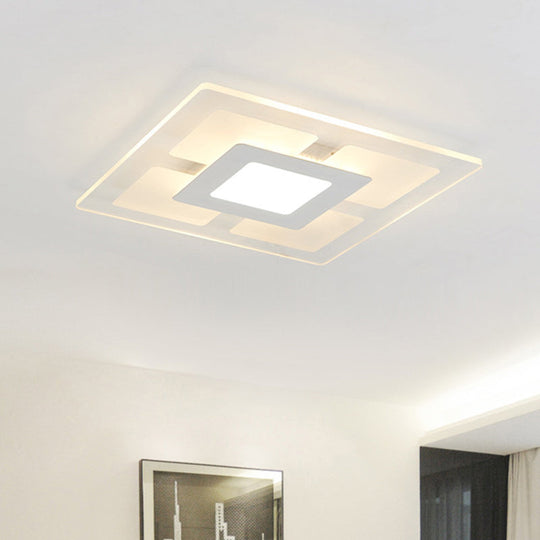 16.5’/20.5’ Wide Acrylic Square Ceiling Mounted Light - Modern Simple Style White Led Flush
