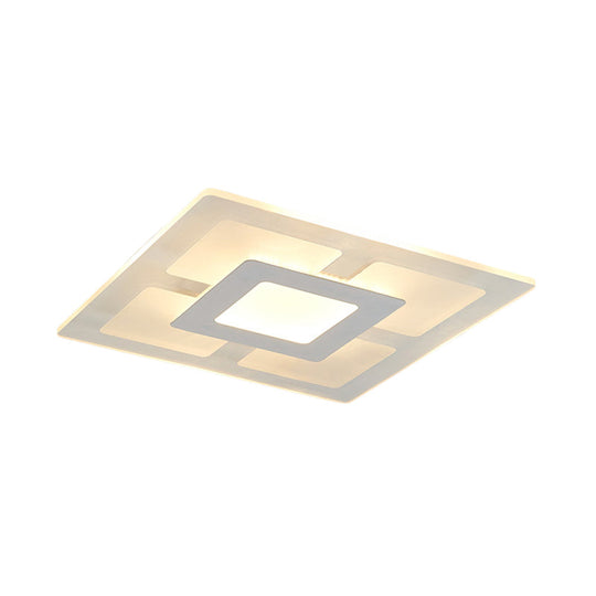 16.5’/20.5’ Wide Acrylic Square Ceiling Mounted Light - Modern Simple Style White Led Flush
