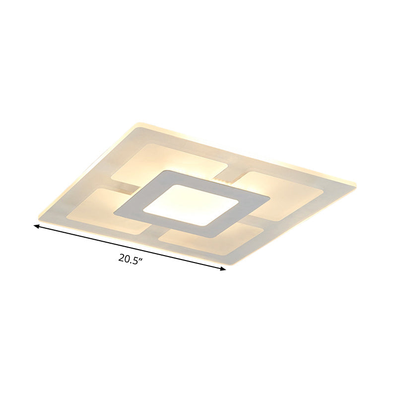16.5’/20.5’ Wide Acrylic Square Ceiling Mounted Light - Modern Simple Style White Led Flush