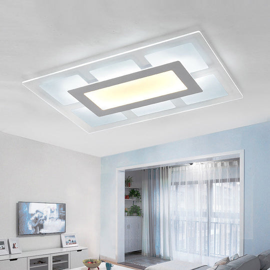 Modern White Rectangle Ceiling Light - Acrylic Led Flush Mount Warm/White (23.5/35.5 Wide) / 23.5