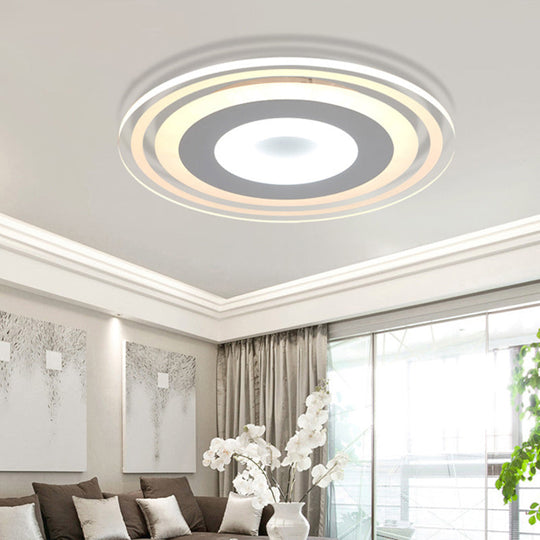 Simple Style Led Flush Mount Fixture In White With Acrylic Shade Circle Design 3 Color Light Options