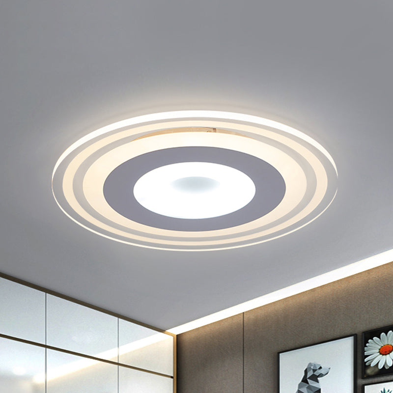 Simple Style Led Flush Mount Fixture In White With Acrylic Shade Circle Design 3 Color Light