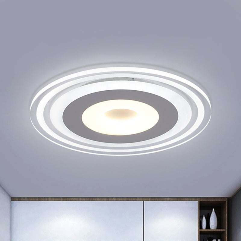 Simple Style Led Flush Mount Fixture In White With Acrylic Shade Circle Design 3 Color Light