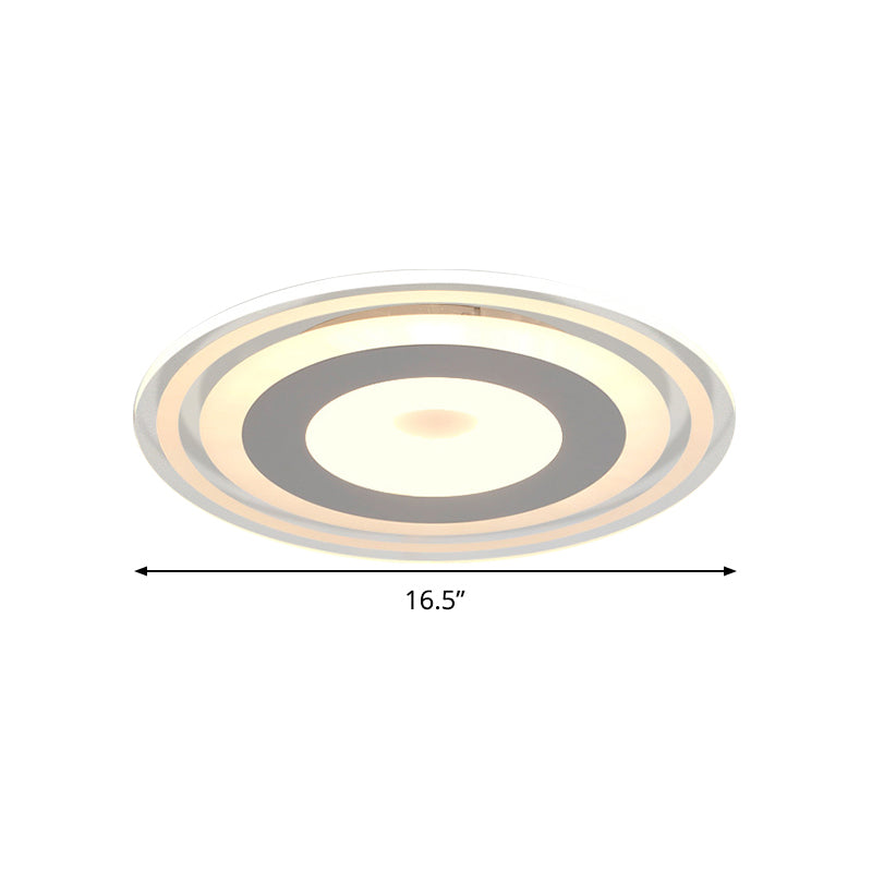 Simple Style Led Flush Mount Fixture In White With Acrylic Shade Circle Design 3 Color Light Options