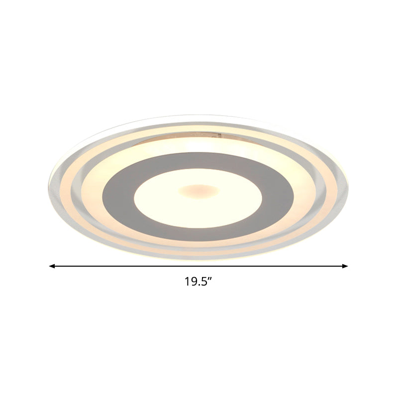Simple Style Led Flush Mount Fixture In White With Acrylic Shade Circle Design 3 Color Light Options