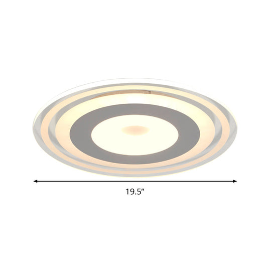 Simple Style Led Flush Mount Fixture In White With Acrylic Shade Circle Design 3 Color Light Options