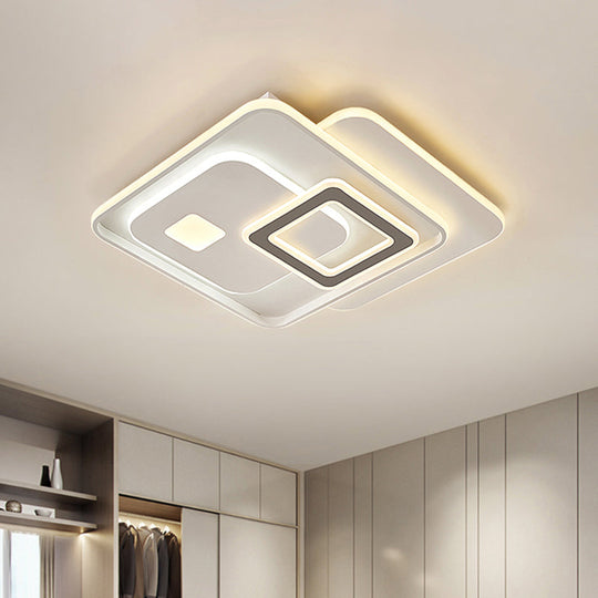 Contemporary White Led Ceiling Fixture For Bedroom - Overlapping Acrylic Flush Mount