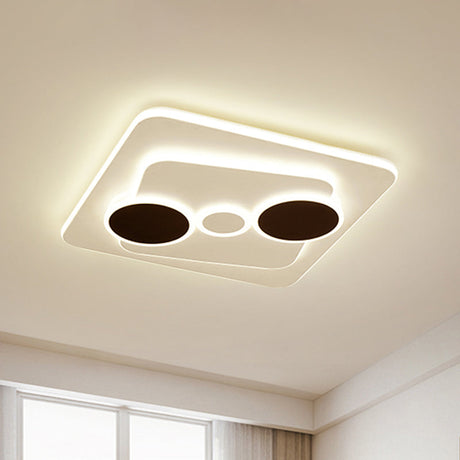 Minimalist Acrylic Geometric Ceiling Lamp - White/Gray Led Flush Mount Light For Bedroom