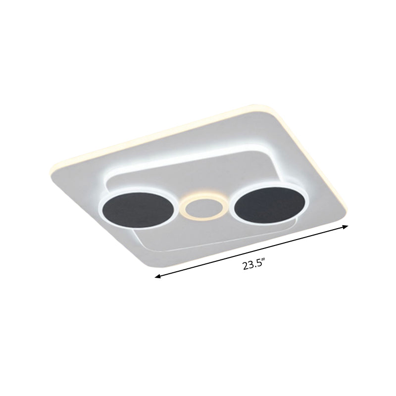 Minimalist Acrylic Geometric Ceiling Lamp - White/Gray Led Flush Mount Light For Bedroom