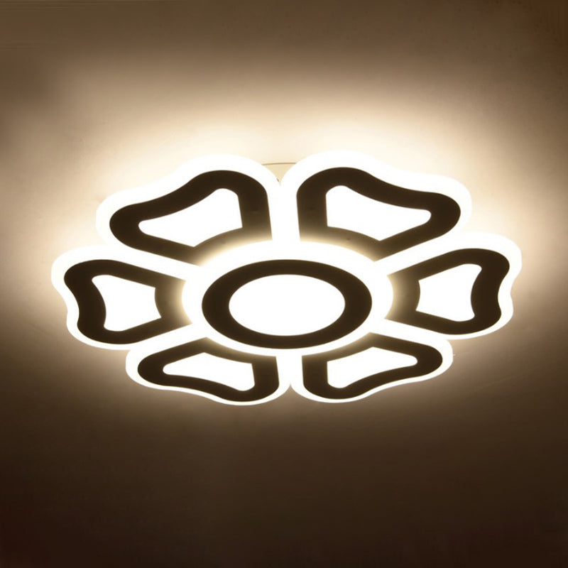 Flower Bedroom Led Ceiling Light Fixture In Modern White Acrylic Flush Design