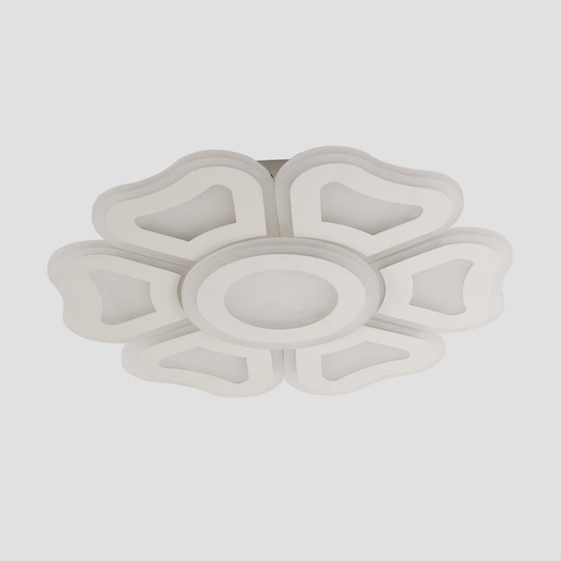 Flower Bedroom Led Ceiling Light Fixture In Modern White Acrylic Flush Design