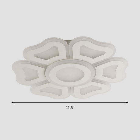 Flower Bedroom Led Ceiling Light Fixture In Modern White Acrylic Flush Design