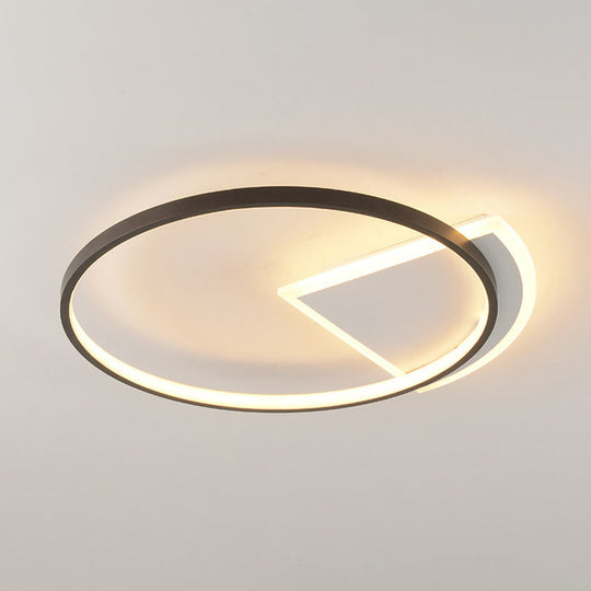 Minimalist Acrylic Ceiling Light: White & Black Led Flush For Bedroom