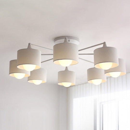 Sleek 8 - Light Fabric Sputnik Pendant Chandelier For Living Room - Minimalist Design